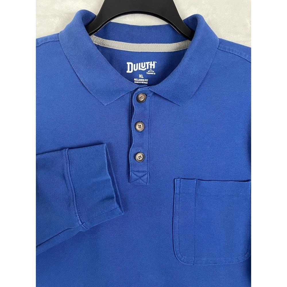 DULUTH Trading Men's Shirt XL Blue Relaxed Fit Stretch Pocket No Polo Shirt